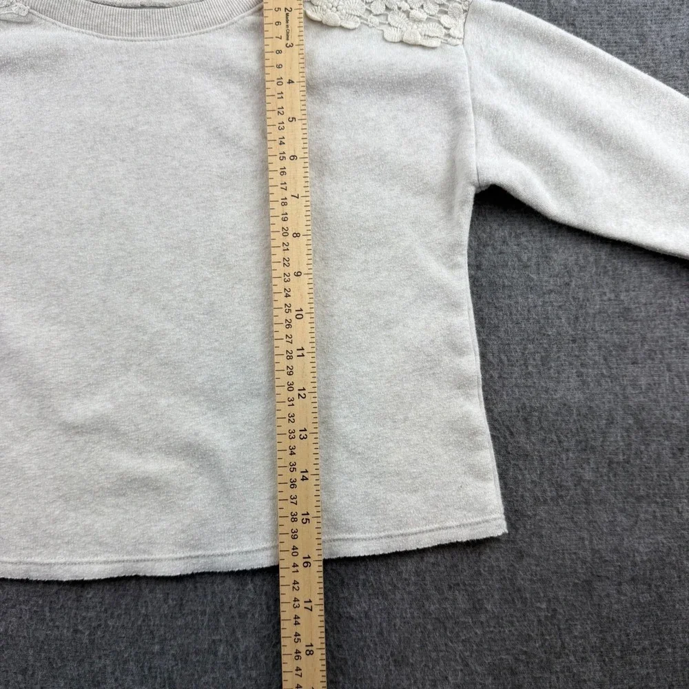 OshKosh‎ B'gosh Sweatshirt Girls 10 Oatmeal Lace Shoulder Crochet Pullover Long